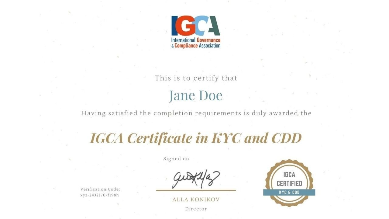 Certificate in KYC and CDD (CKYCCDD2020)