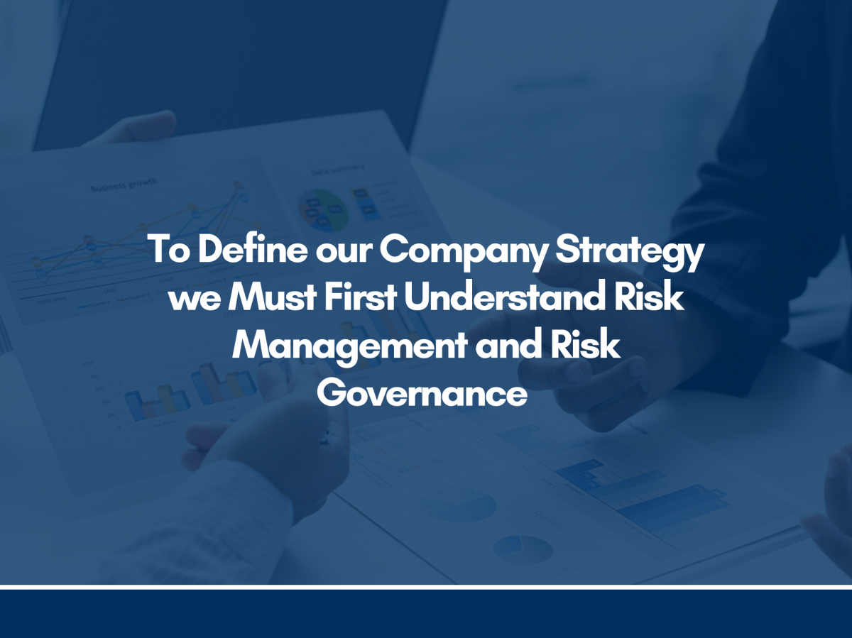 To Define our Company Strategy we Must First Understand Risk Management and Risk Governance